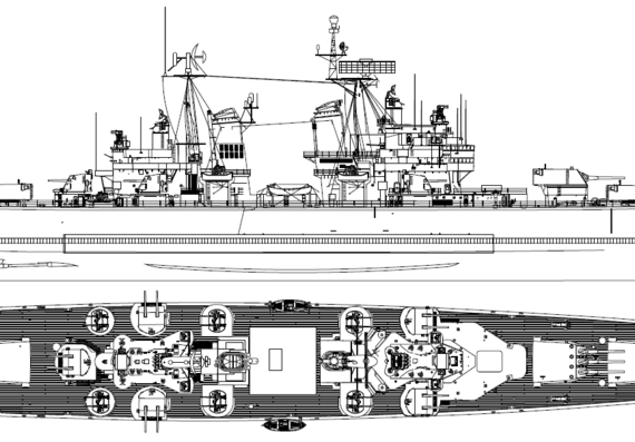 Крейсер USS CA-73 Saint Paul 1968 [Heavy Cruiser] - чертежи, габариты, рисунки